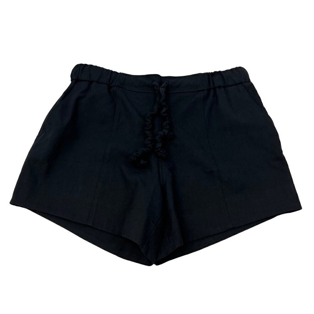 GANNI Women's Cotton Suiting Drawstring Shorts Black UK 42 US XL New